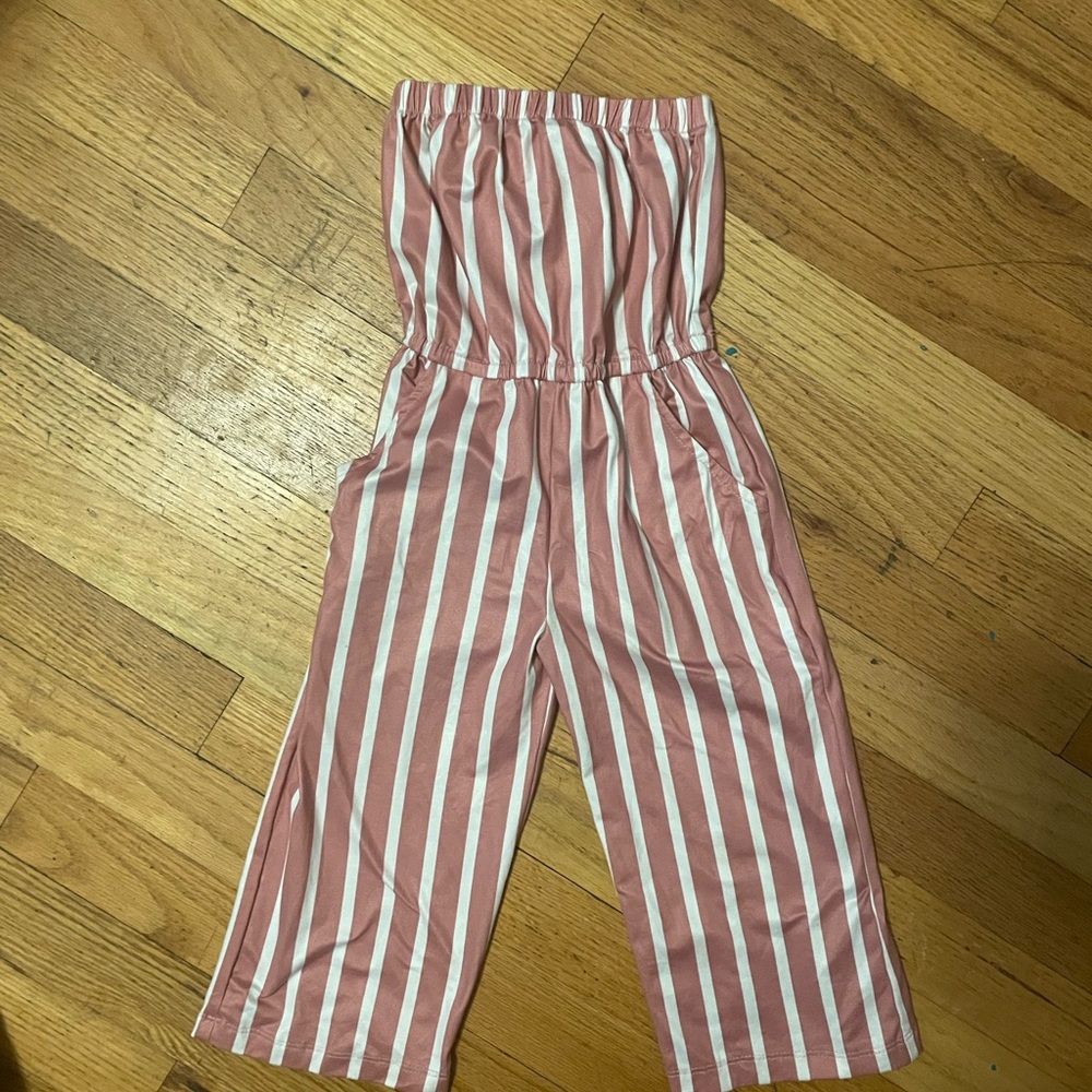 Charming Pink and White Striped Kids One Piece